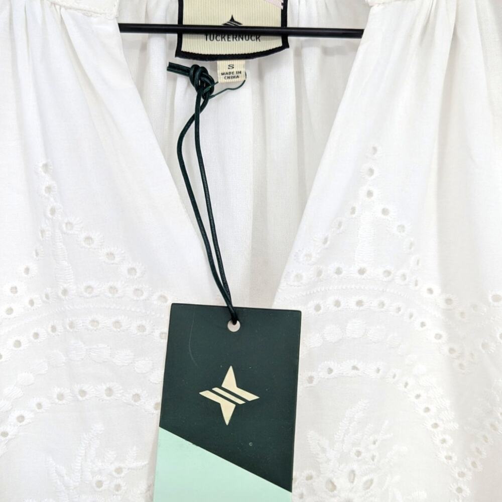 Tuckernuck Crawford Eyelet Mini Dress Small White Tiered Preppy Coastal NWT - Picture 4 of 6